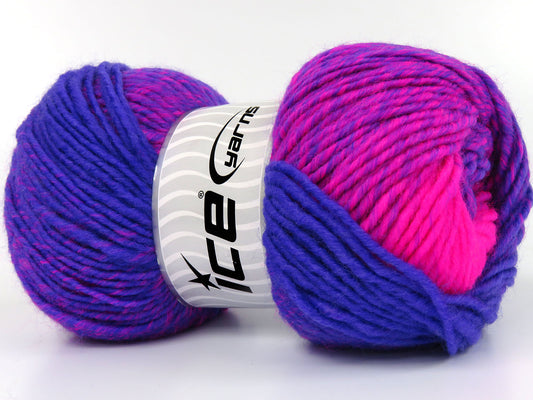 Lot of 4 x 100gr Skeins Ice Yarns FANTASIA (25% Wool) Yarn Neon Pink Purple