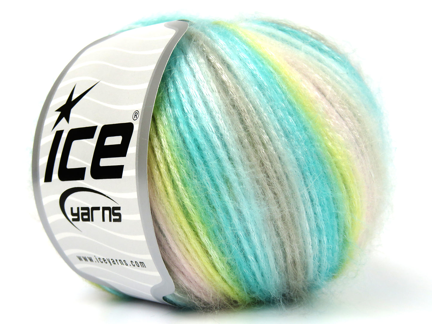 Lot of 8 Skeins Ice Yarns PICASSO Yarn Baby Pink Yellow Turquoise Light Grey Green