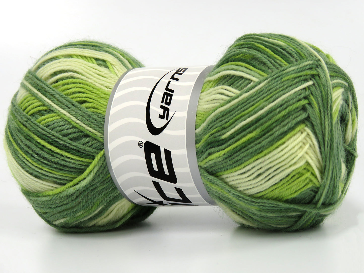Lot of 4 x 100gr Skeins Ice Yarns COLORWAY SOCK (75% Superwash Wool) Yarn Green Shades Cream
