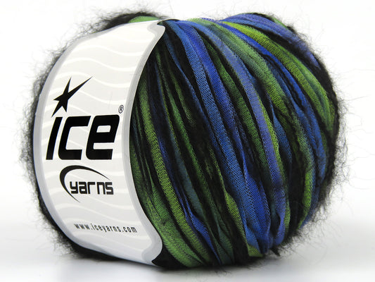 Lot of 8 Skeins Ice Yarns RAVENEL (10% Wool) Yarn Green Shades Blue Shades Black