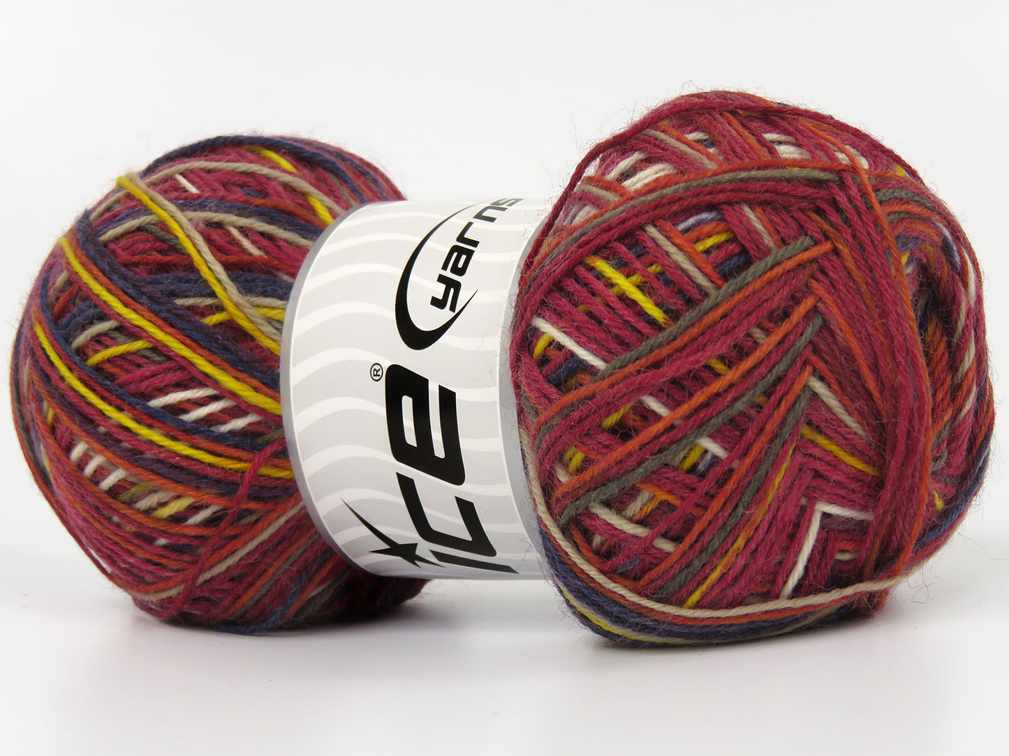 Lot of 4 x 100gr Skeins Ice Yarns COLORWAY SOCK (75% Superwash Wool) Yarn Burgundy Yellow Navy Purple Beige White