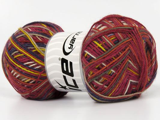 Lot of 4 x 100gr Skeins Ice Yarns COLORWAY SOCK (75% Superwash Wool) Yarn Burgundy Yellow Navy Purple Beige White