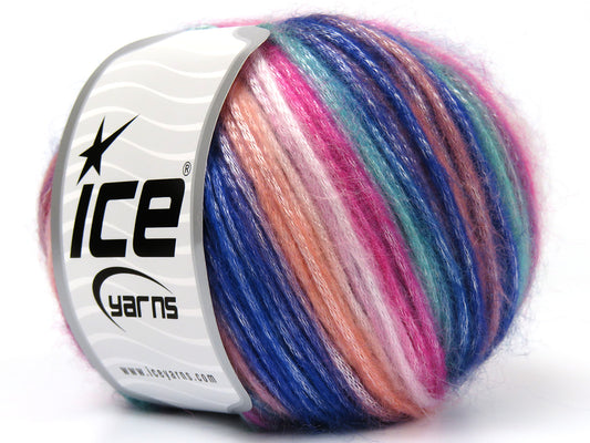 Lot of 8 Skeins Ice Yarns PICASSO Yarn Blue Salmon Pink Fuchsia Turquoise