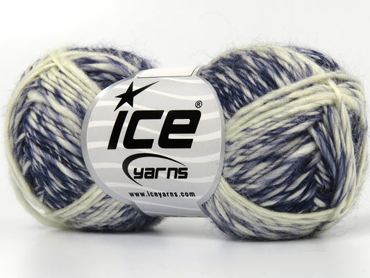Lot of 8 Skeins Ice Yarns SONRIENTE ALPACA (15% Alpaca 15% Wool) Yarn Navy White