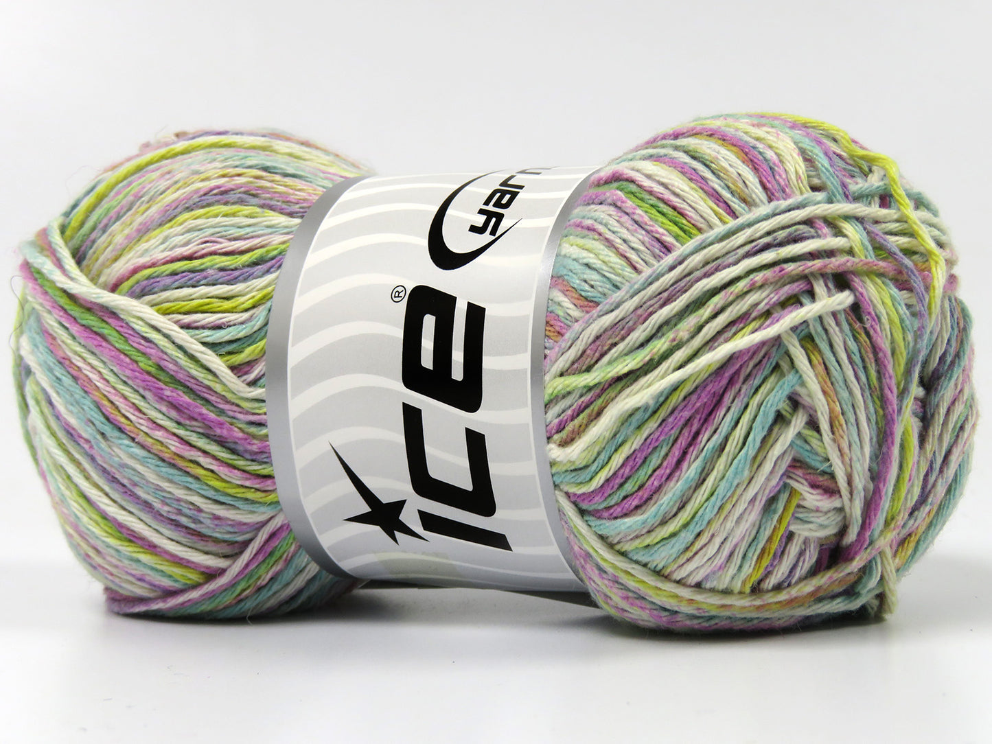 Lot of 4 x 100gr Skeins Ice Yarns NATURAL COTTON PRINT (100% Cotton) Yarn Purple Green White Brown Gold Fuchsia