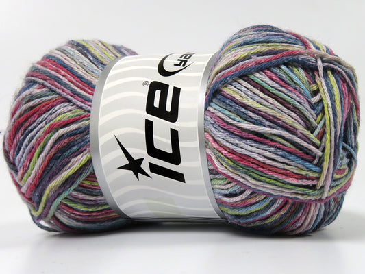 Lot of 4 x 100gr Skeins Ice Yarns NATURAL COTTON PRINT (100% Cotton) Yarn Rainbow