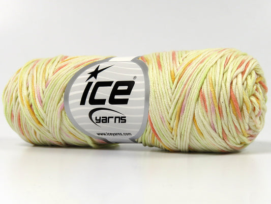 Lot of 4 x 100gr Skeins Ice Yarns ORGANIC COTTON COLOR (60% Organic Cotton) Yarn Cream Light Green Gold Salmon Pink