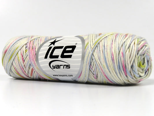 Lot of 4 x 100gr Skeins Ice Yarns ORGANIC COTTON COLOR (60% Organic Cotton) Yarn Cream Pink Green Blue