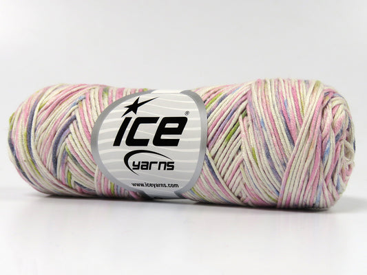 Lot of 4 x 100gr Skeins Ice Yarns ORGANIC COTTON COLOR (60% Organic Cotton) Yarn Pink Green White Grey Blue