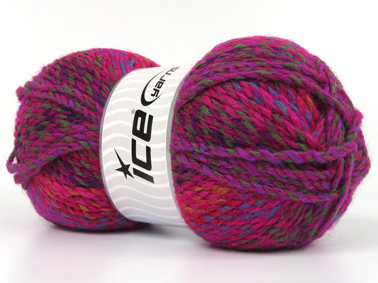 Lot of 2 x 120gr Skeins Ice Yarns DOMINIQUE Yarn Fuchsia Purple Green Blue