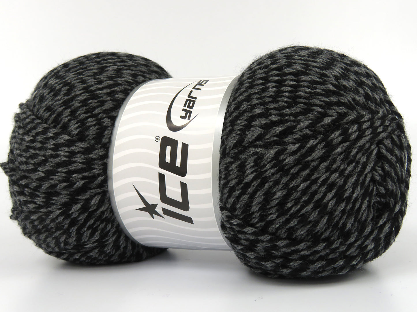350 gr ICE YARNS BURKE Hand Knitting Yarn Black Grey