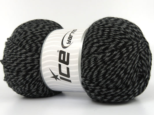 350 gr ICE YARNS BURKE Hand Knitting Yarn Black Grey
