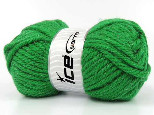 Lot of 2 x 135gr Skeins Ice Yarns LUCKY GLITZ Hand Knitting Yarn Green