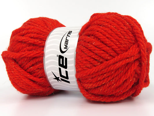 Lot of 2 x 135gr Skeins Ice Yarns LUCKY GLITZ Hand Knitting Yarn Red