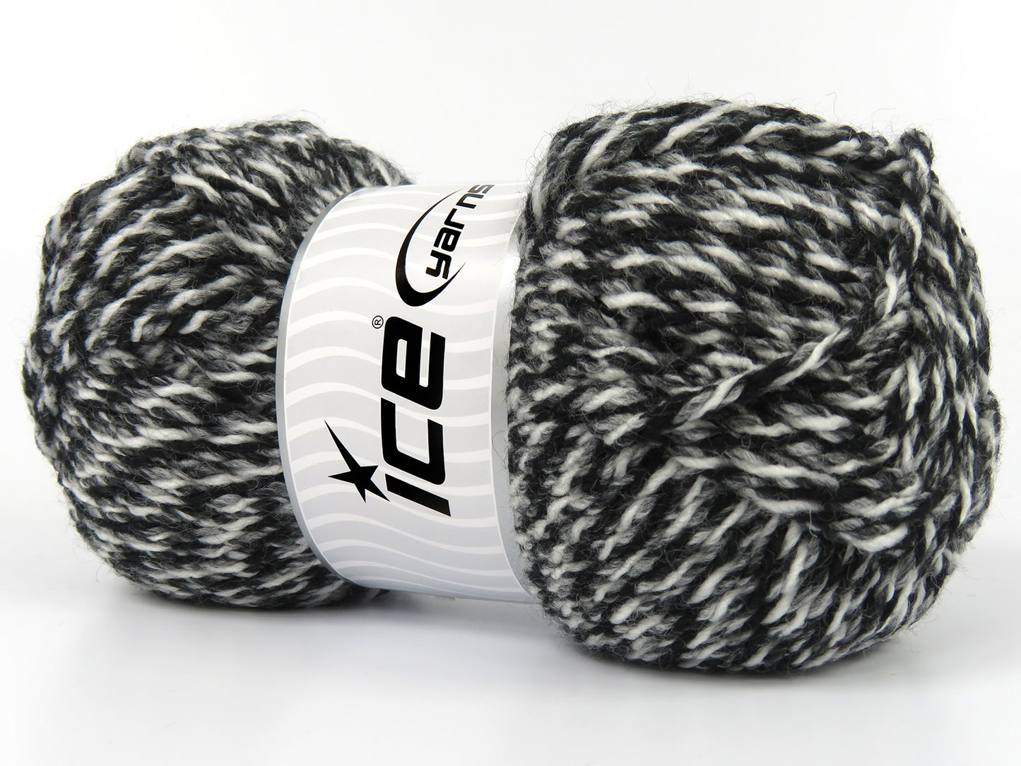 Lot of 2 x 115gr Skeins Ice Yarns PERCIVAL Hand Knitting Yarn Black Grey White