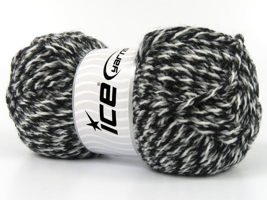 Lot of 2 x 115gr Skeins Ice Yarns PERCIVAL Hand Knitting Yarn Black Grey White
