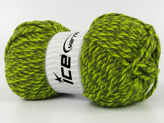 Lot of 2 x 115gr Skeins Ice Yarns PERCIVAL Hand Knitting Yarn Green Shades