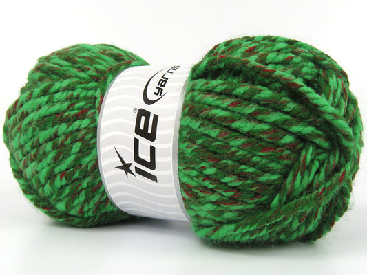 Lot of 2 x 155gr Skeins Ice Yarns KILMER (10% Wool) Yarn Green Shades Red
