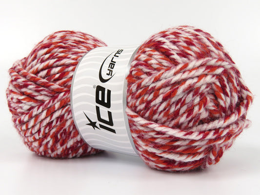 Lot of 2 x 155gr Skeins Ice Yarns KILMER (10% Wool) Yarn Red Orange White