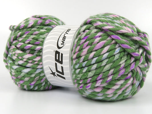 Lot of 2 x 150gr Skeins Ice Yarns ZEPPELIN Yarn Green Lilac White Blue