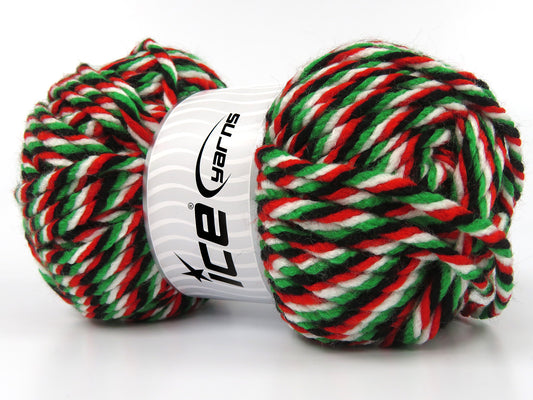 Lot of 2 x 150gr Skeins Ice Yarns ZEPPELIN Yarn Black Red White Green