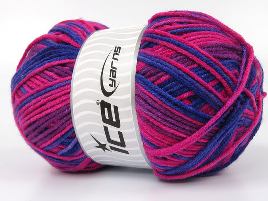 Lot of 3 x 235gr Skeins Ice Yarns ESTAFANA Hand Knitting Yarn Pink Purple Blue