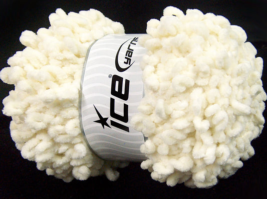 Lot of 4 x 100gr Skeins Ice Yarns CHENILLE BOUCLERON (100% MicroFiber) Yarn Light Cream