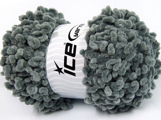 Lot of 4 x 100gr Skeins Ice Yarns CHENILLE BOUCLERON (100% MicroFiber) Yarn Light Grey