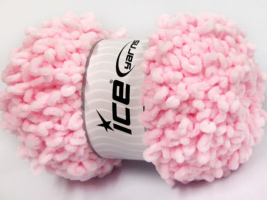 Lot of 4 x 100gr Skeins Ice Yarns CHENILLE BOUCLERON (100% MicroFiber) Yarn Baby Pink