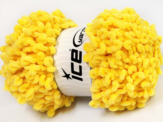Lot of 4 x 100gr Skeins Ice Yarns CHENILLE BOUCLERON (100% MicroFiber) Yarn Yellow