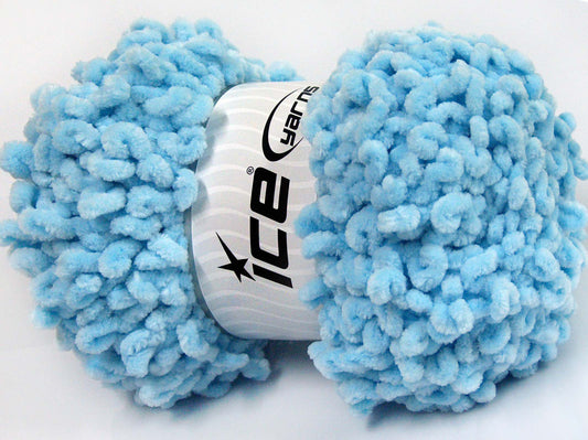 Lot of 4 x 100gr Skeins Ice Yarns CHENILLE BOUCLERON (100% MicroFiber) Yarn Baby Blue
