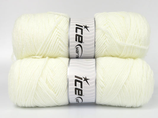 Lot of 2 x 165gr Skeins Ice Yarns SAVER 165 Hand Knitting Yarn White