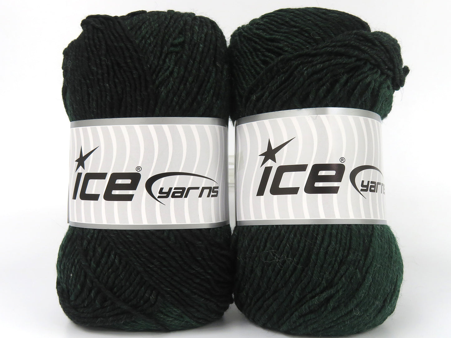 Lot of 2 x 135gr Skeins Ice Yarns CAPUTO (25% Wool) Yarn Dark Green Black