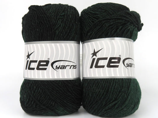 Lot of 2 x 135gr Skeins Ice Yarns CAPUTO (25% Wool) Yarn Dark Green Black