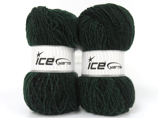 Lot of 2 x 100gr Skeins Ice Yarns DENTSVILLE (25% Wool) Yarn Dark Green Black
