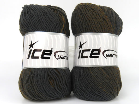 Lot of 2 x 125gr Skeins Ice Yarns VANDERBERG (25% Wool) Yarn Brown Grey