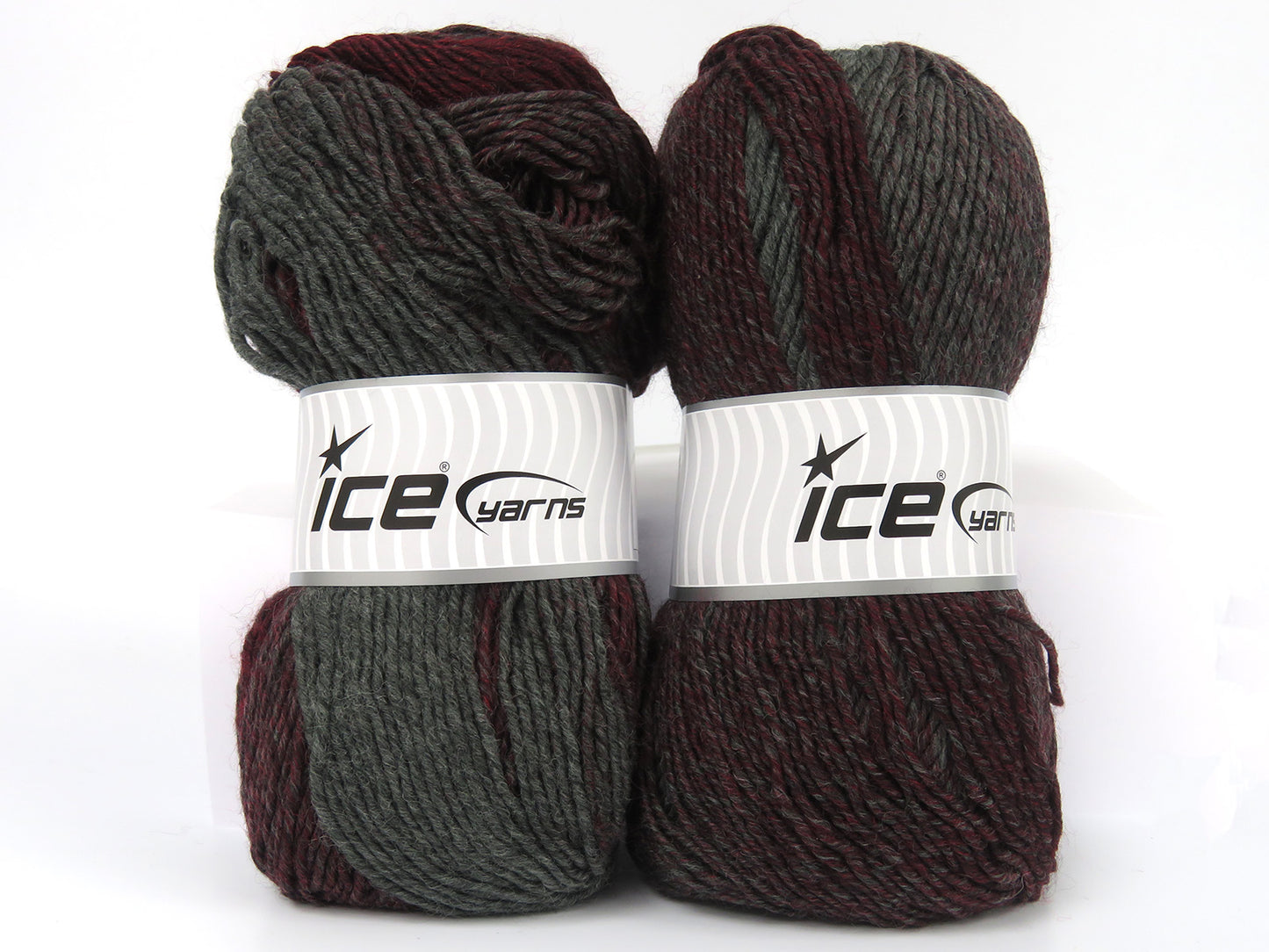 Lot of 2 x 125gr Skeins Ice Yarns VANDERBERG (25% Wool) Yarn Burgundy Grey