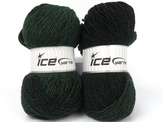 Lot of 2 x 125gr Skeins Ice Yarns VANDERBERG (25% Wool) Yarn Dark Green Black