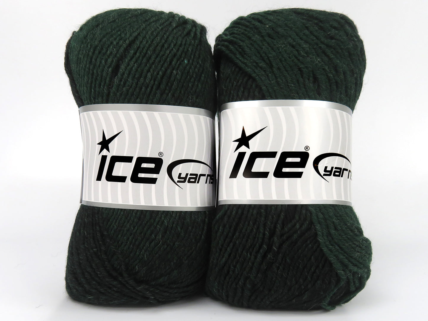 Lot of 2 x 150gr Skeins Ice Yarns CANTERBURY (25% Wool) Yarn Dark Green Black