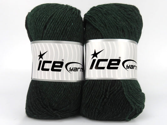 Lot of 2 x 150gr Skeins Ice Yarns CANTERBURY (25% Wool) Yarn Dark Green Black