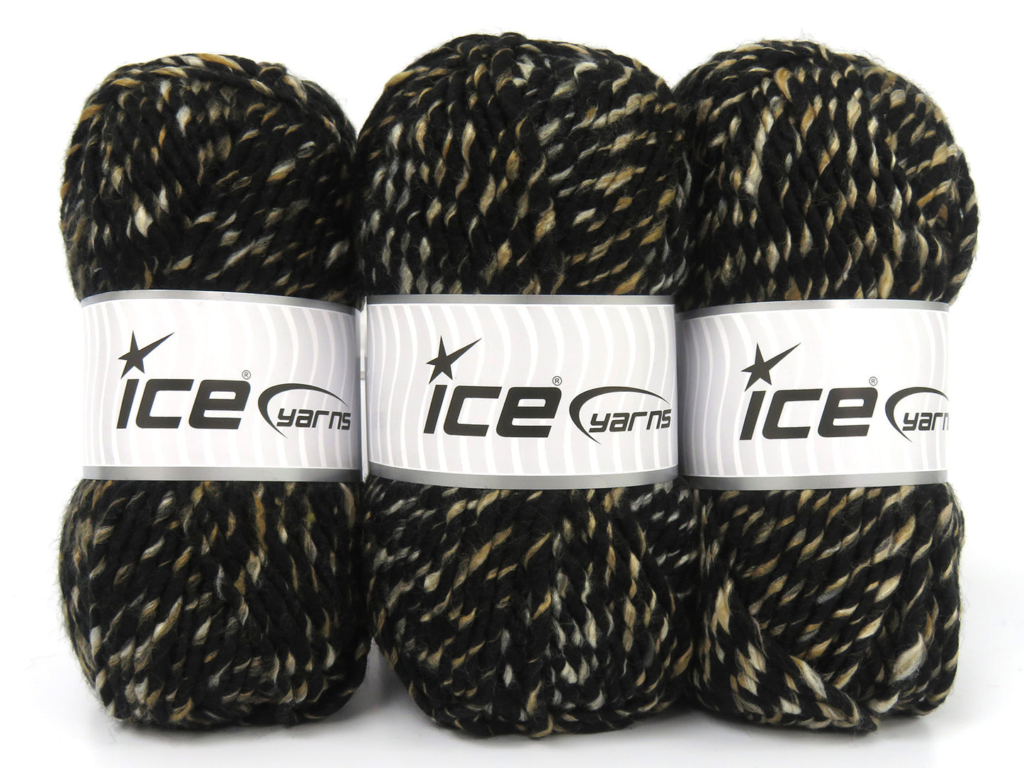 Lot of 3 x 105gr Skeins Ice Yarns EVESBOROUGH (10% Wool) Yarn Black Brown Shades