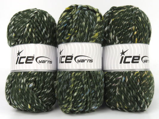 Lot of 3 x 115gr Skeins Ice Yarns BROOKLYN (10% Wool) Yarn Green Blue Yellow Lilac