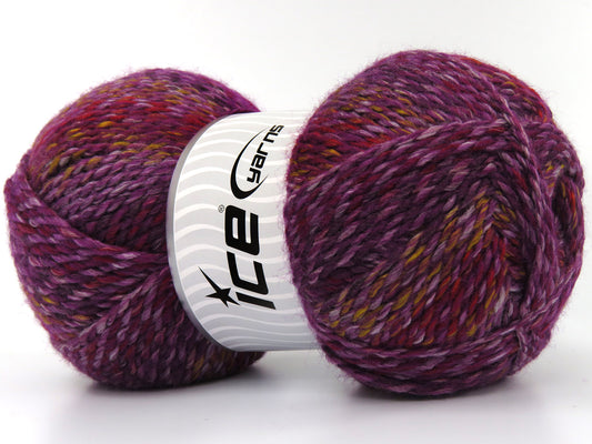 Lot of 2 x 200gr Skeins Ice Yarns PUZZLE WOOL WORSTED (35% Wool) Yarn Burgundy Purple Shades Gold Copper