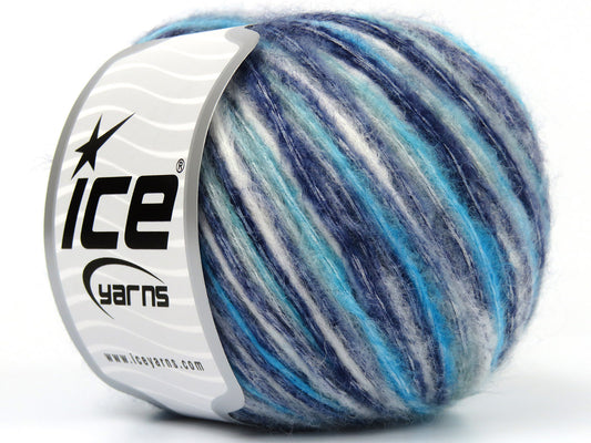 Lot of 8 Skeins Ice Yarns ROCK N WOOL (15% Wool) Yarn White Purple Turquoise Shades