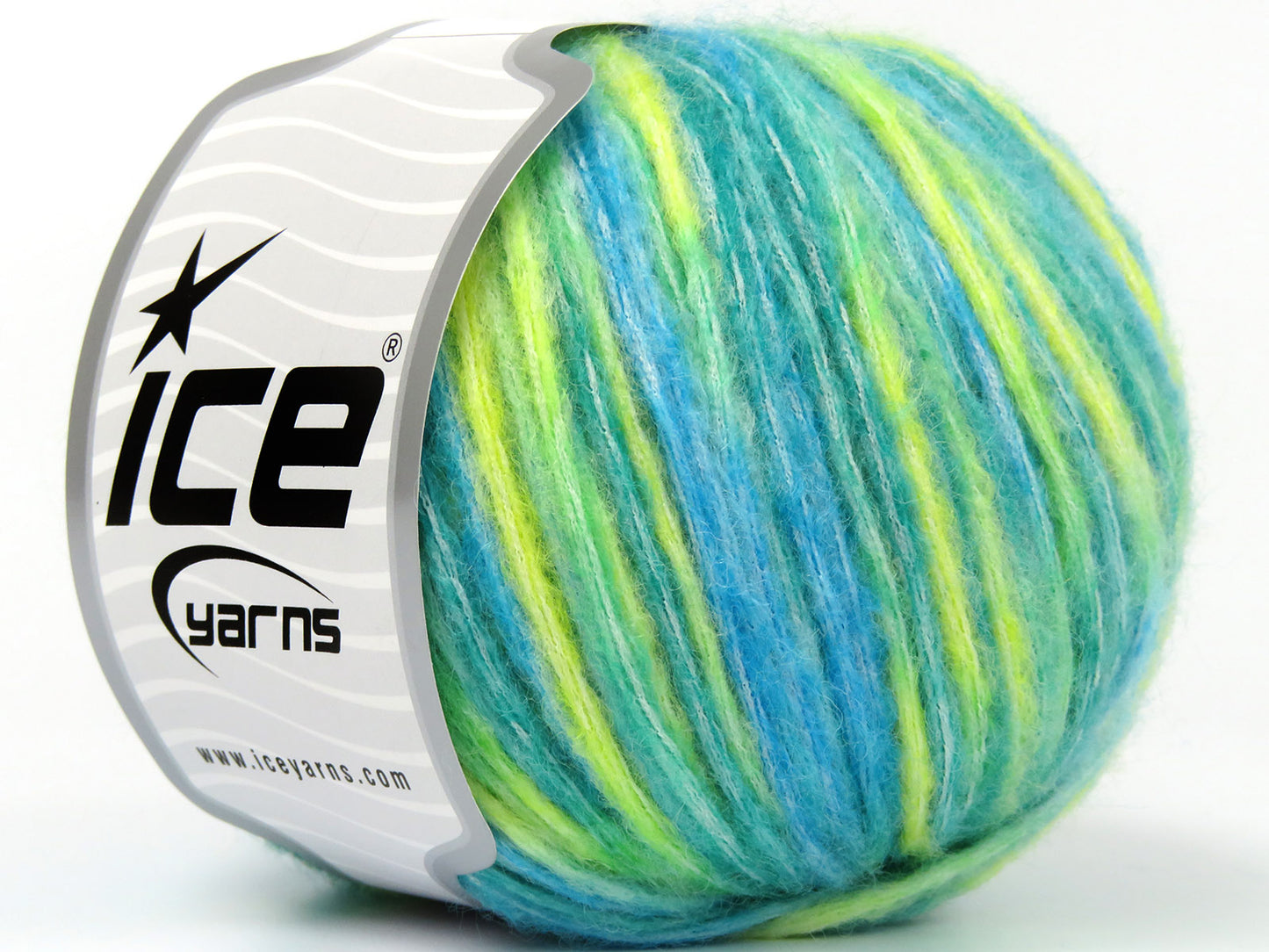 Lot of 8 Skeins Ice Yarns ROCK N WOOL (15% Wool) Yarn Green Shades Turquoise Shades