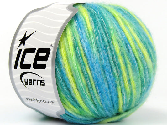 Lot of 8 Skeins Ice Yarns ROCK N WOOL (15% Wool) Yarn Green Shades Turquoise Shades