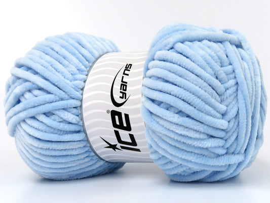 Lot of 4 x 100gr Skeins Ice Yarns CHENILLE BABY (100% MicroFiber) Yarn Baby Blue