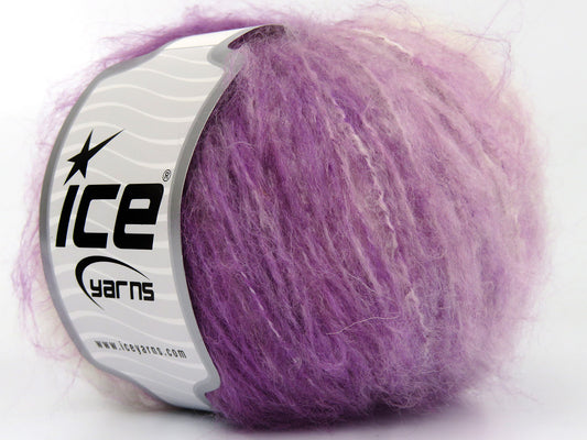 Lot of 8 Skeins Ice Yarns COBBLESTONE (15% Wool) Hand Knitting Yarn Lilac White