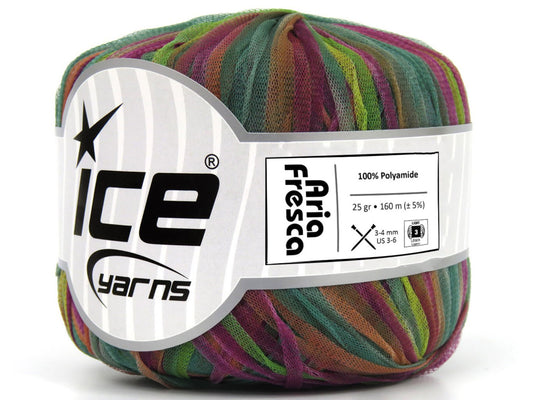 Lot of 6 Skeins Ice Yarns ARIA FRESCA Yarn Green Shades Orange Purple