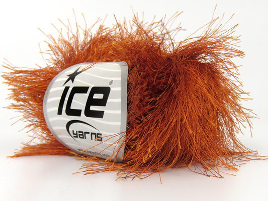 Lot of 8 Skeins Ice Yarns LONG EYELASH Hand Knitting Yarn Light Copper